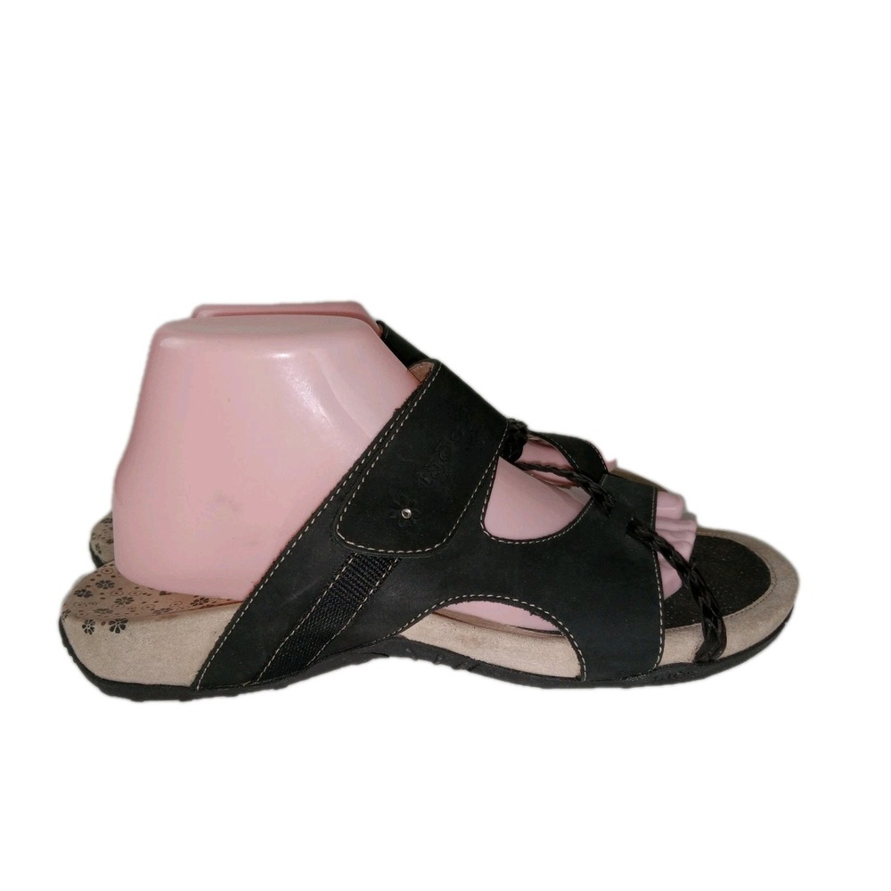 Taos Double Strap Black Leather Slide Sandals Women's Size 11 Comfort - Picture 12 of 15